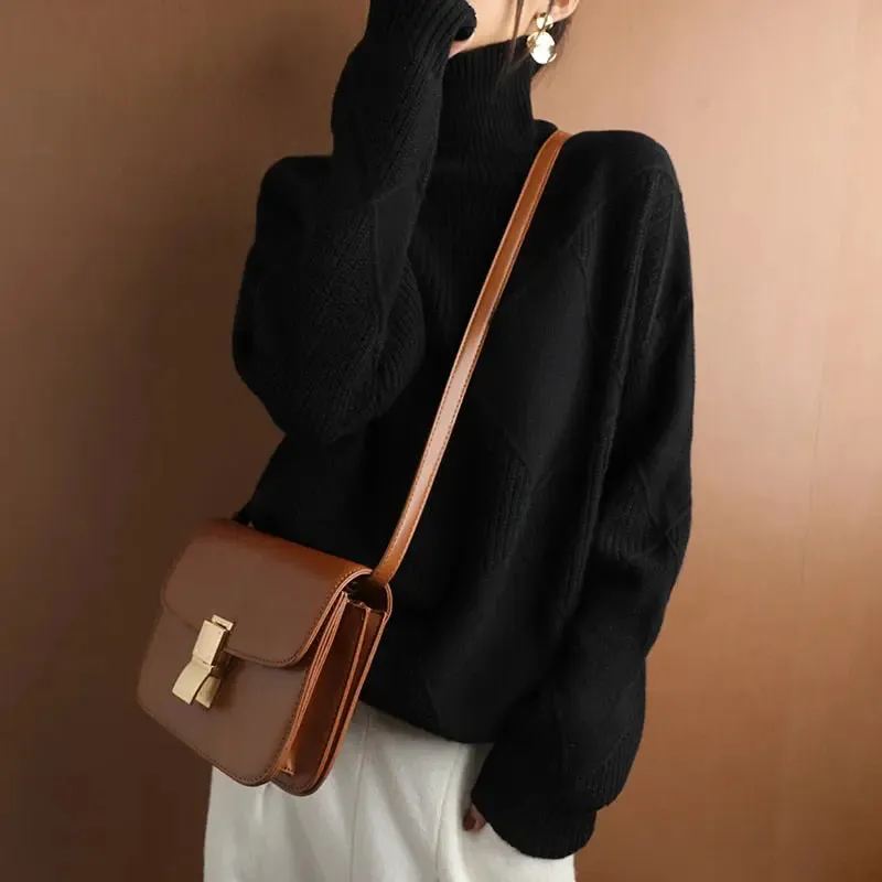 Pure color Knitted Turtleneck Pullover