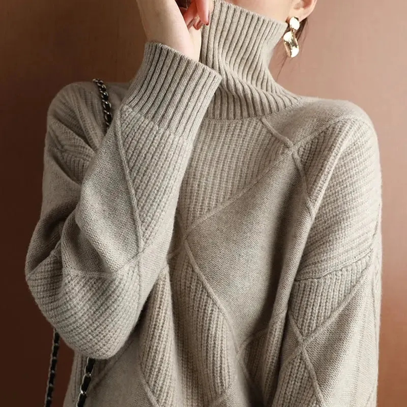 Pure color Knitted Turtleneck Pullover