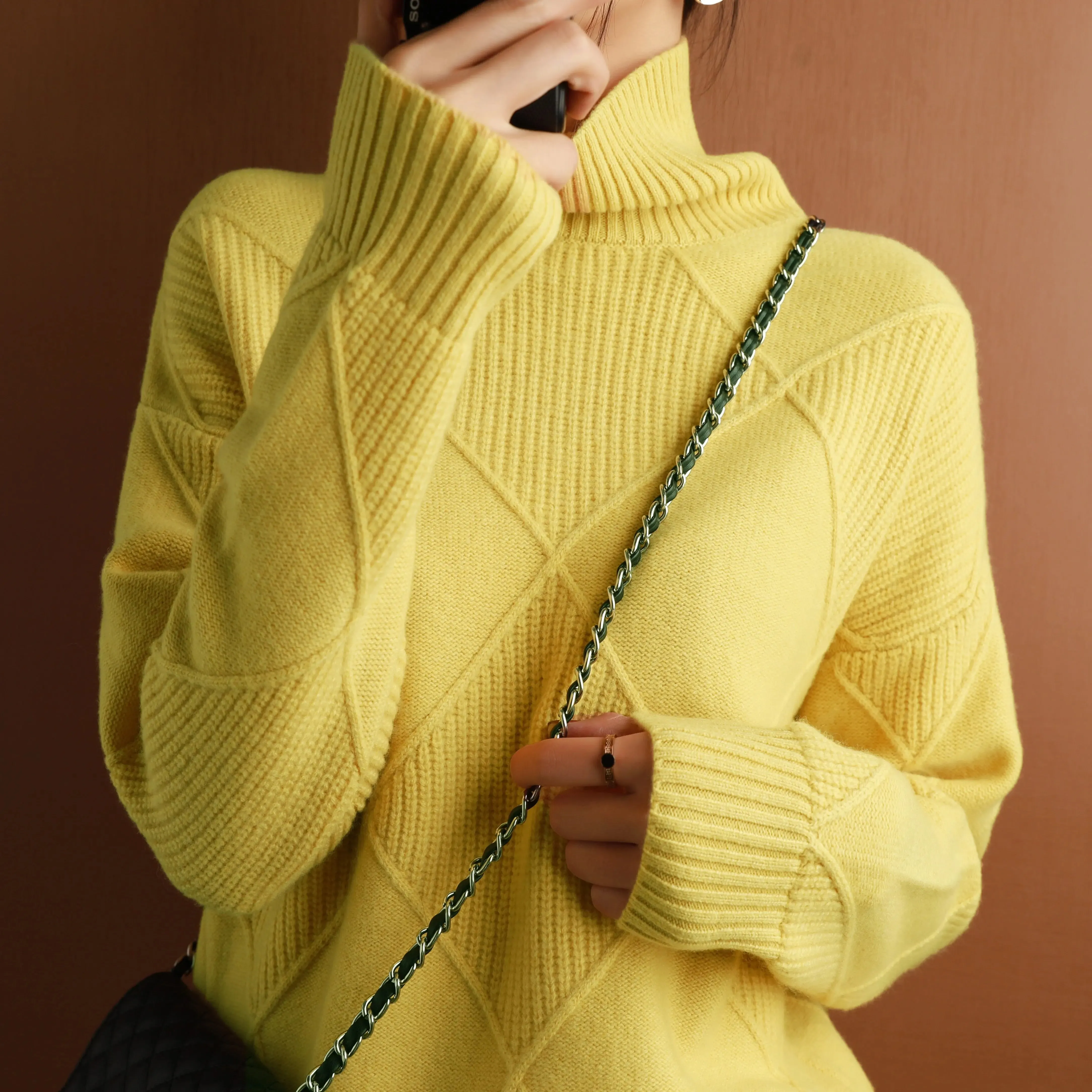 Pure color Knitted Turtleneck Pullover