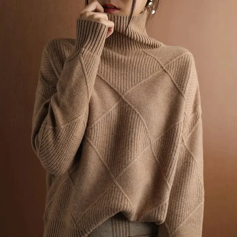 Pure color Knitted Turtleneck Pullover