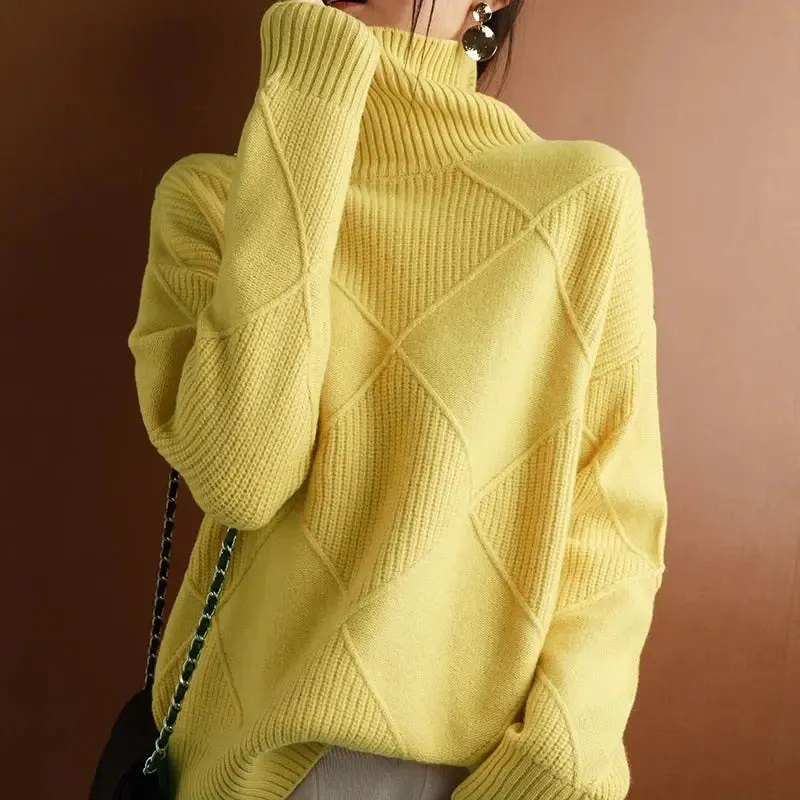 Pure color Knitted Turtleneck Pullover