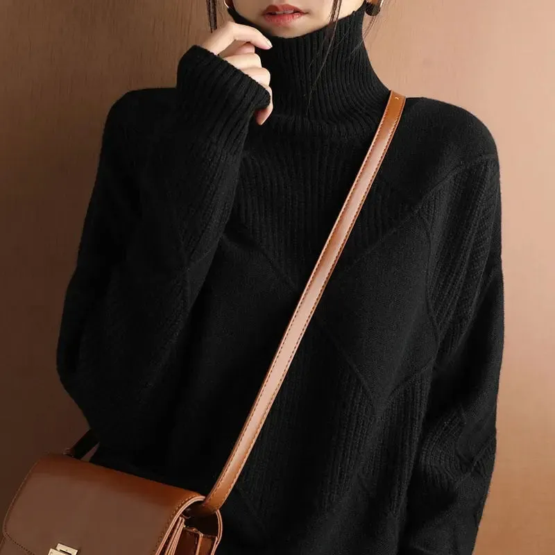 Pure color Knitted Turtleneck Pullover