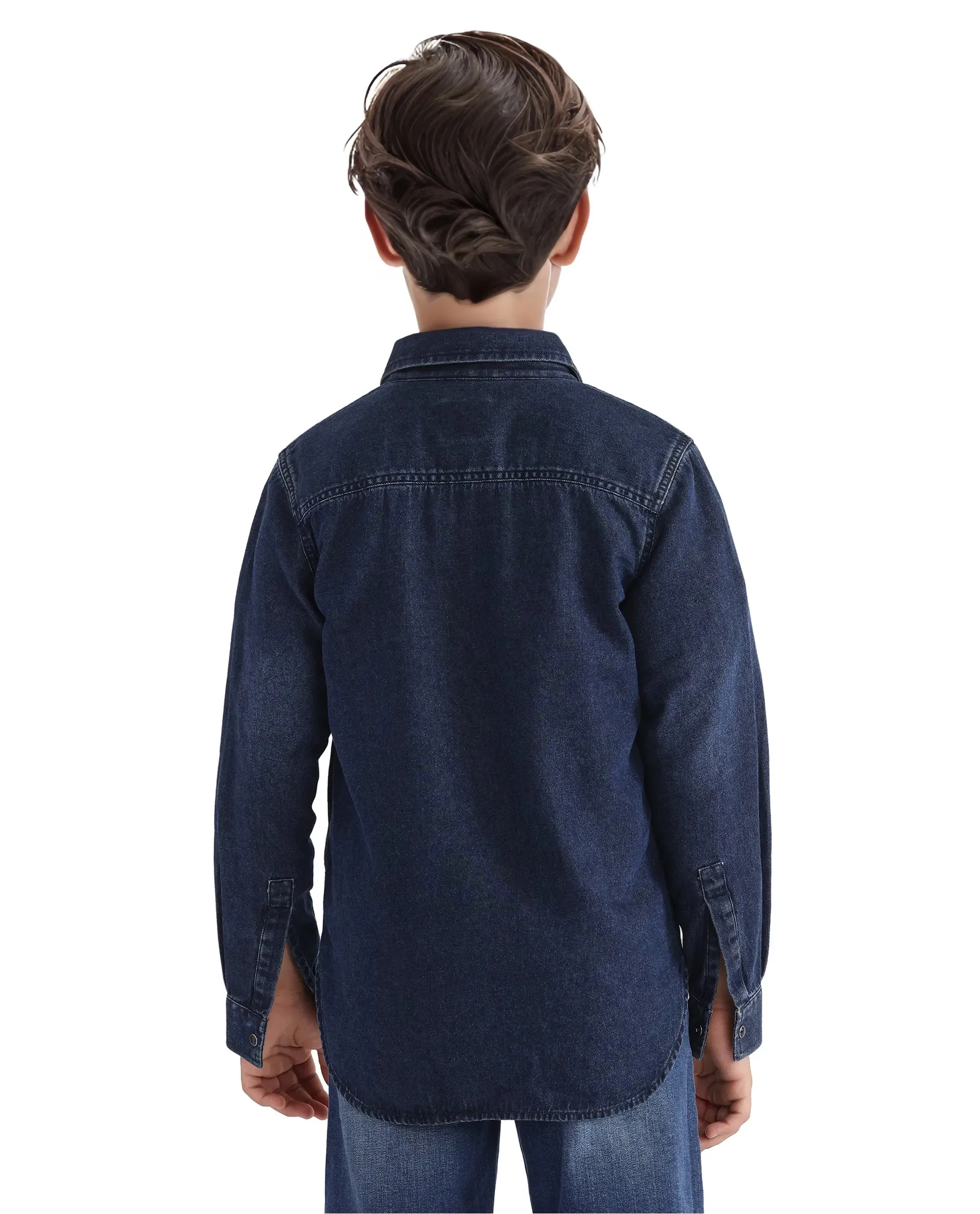 Rare Ones Kids Epan Navy Cotton Full Sleeve Spread Collar Solid Shirt