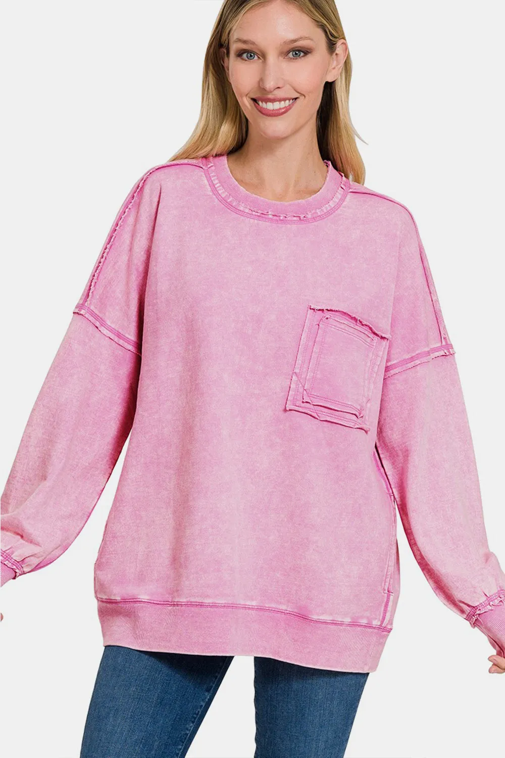 Round Neck Dropped Shoulder Sweatshirt