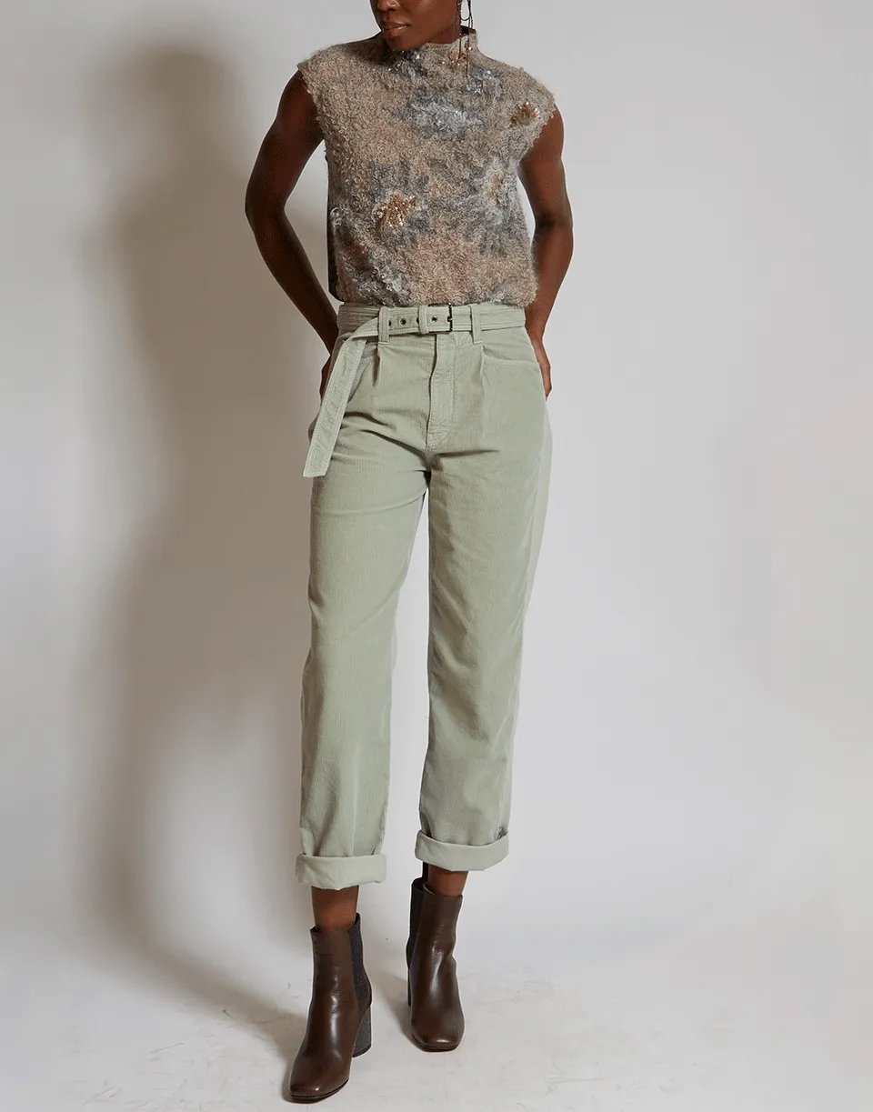 Sleeveless Embroidered Mohair Turtleneck Top