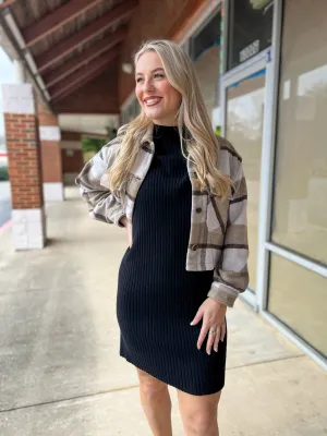 Still Standing Camel Plaid Cropped Jacket