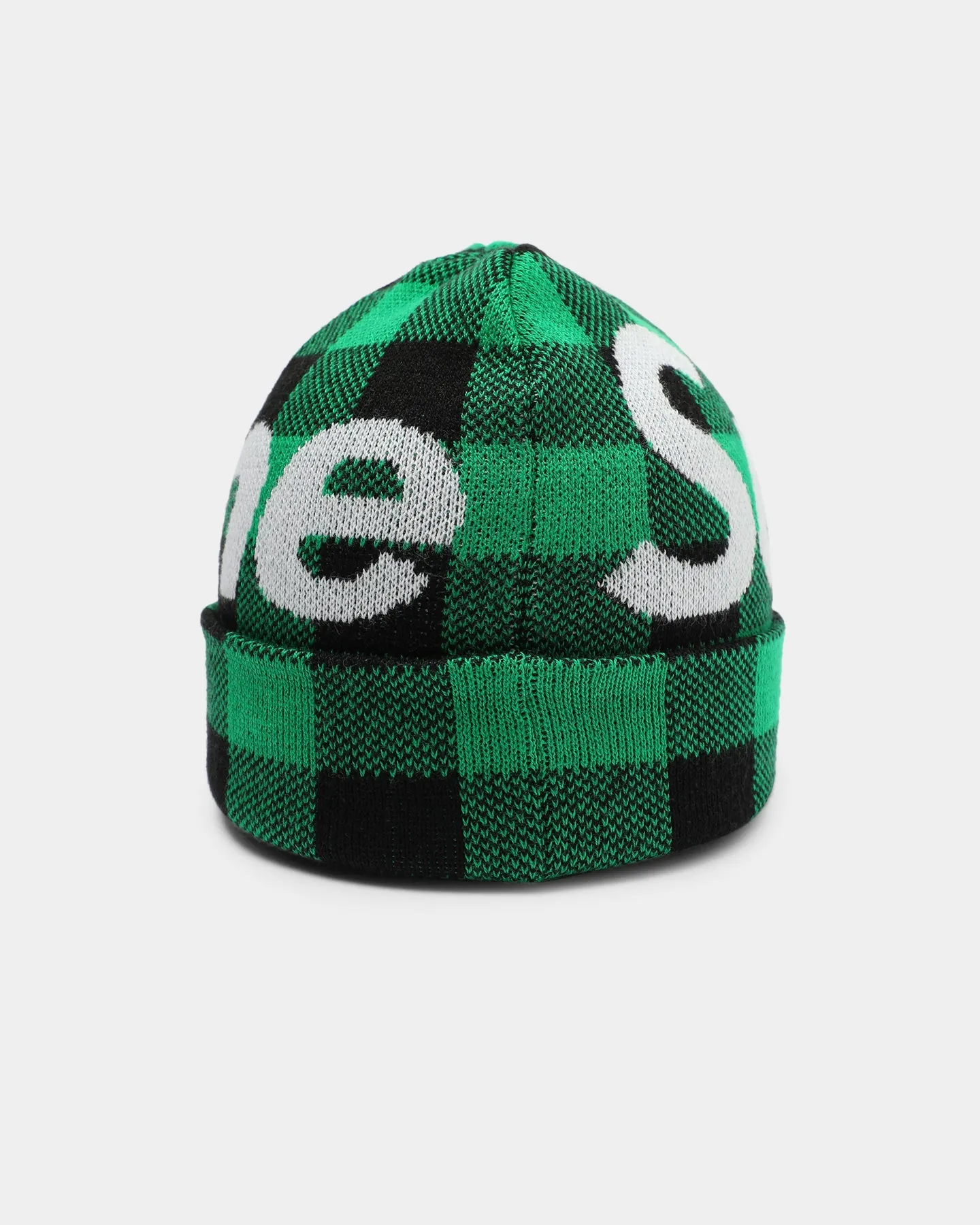 Supreme Big Logo Beanie Green Plaid