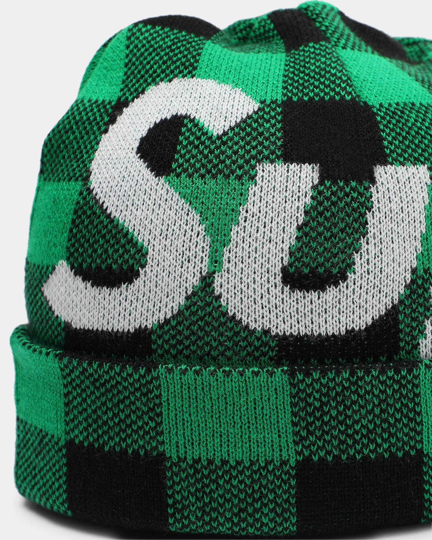 Supreme Big Logo Beanie Green Plaid