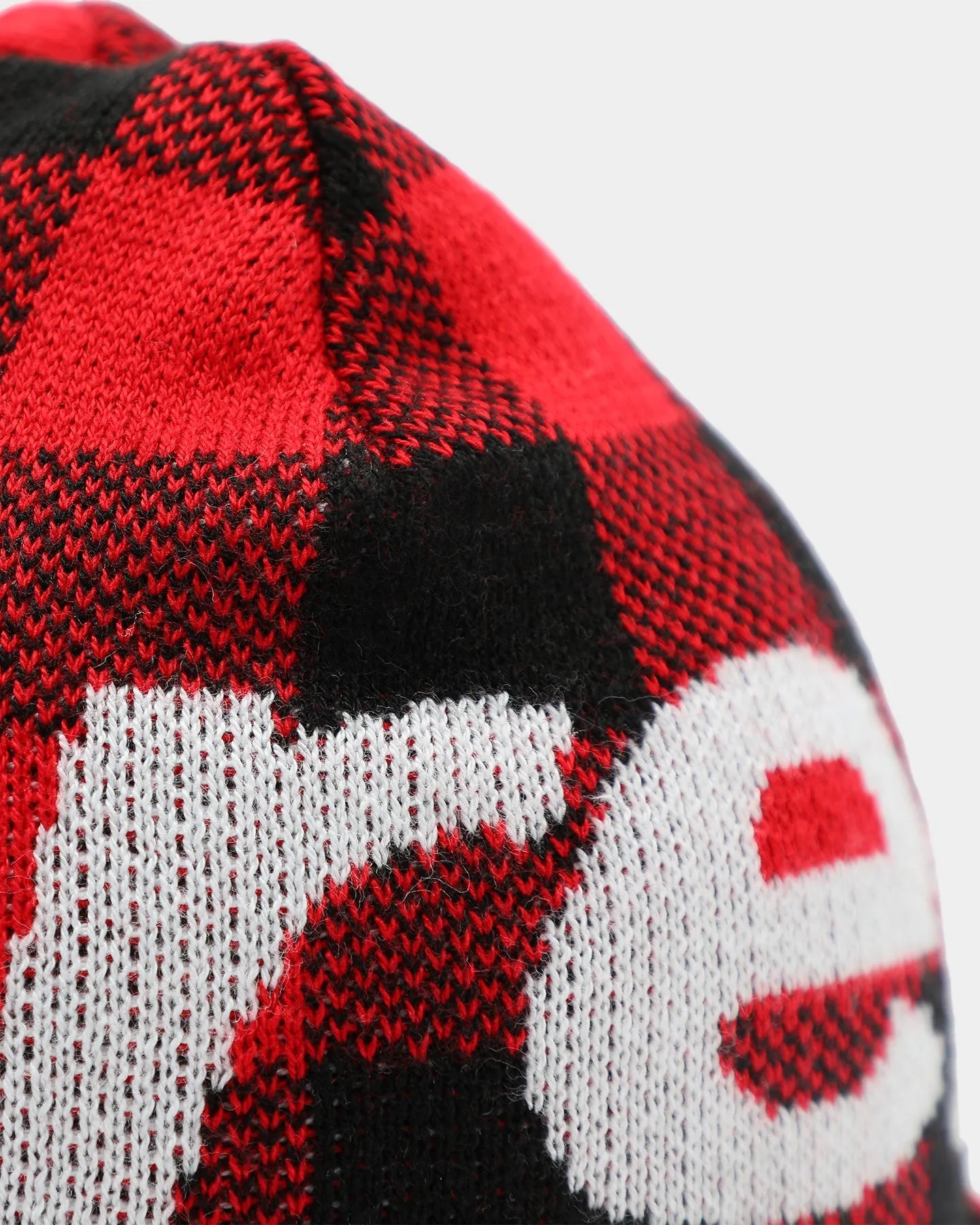 Supreme Big Logo Beanie Red Plaid