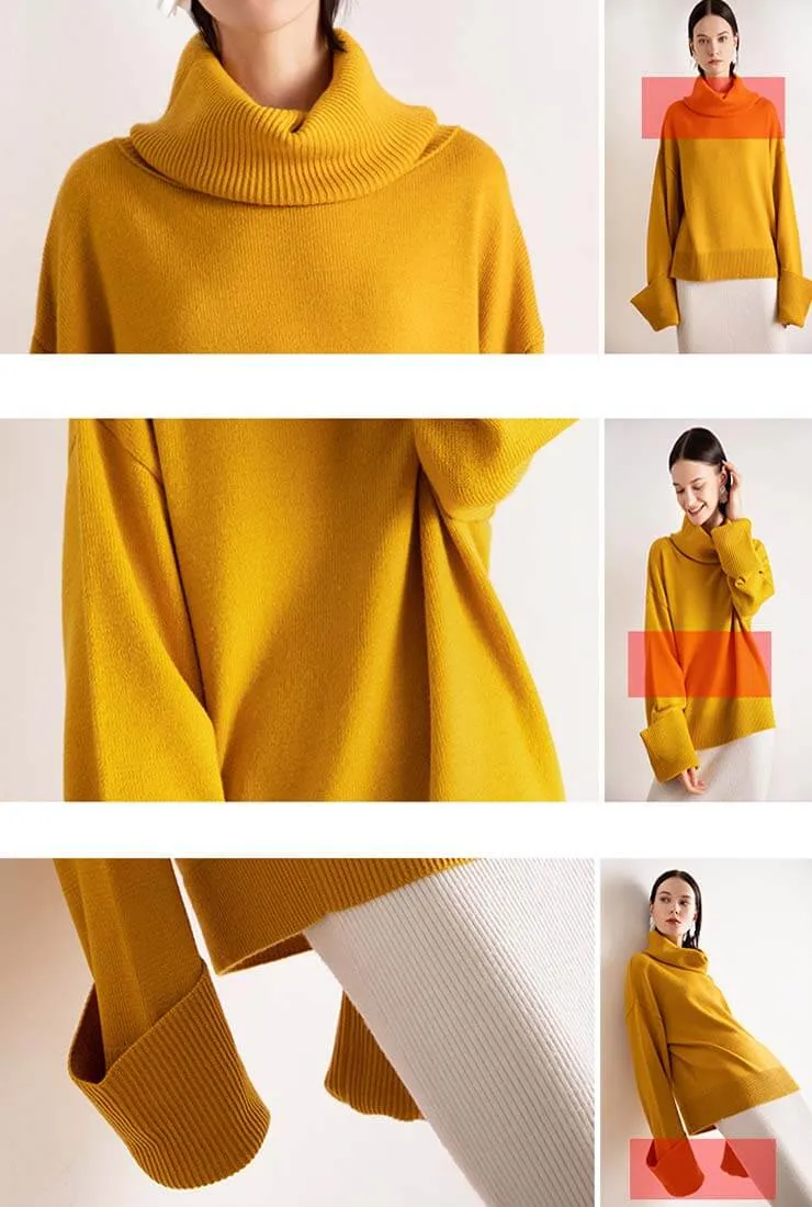Turtleneck Casual Pullover Wool Blend Sweater