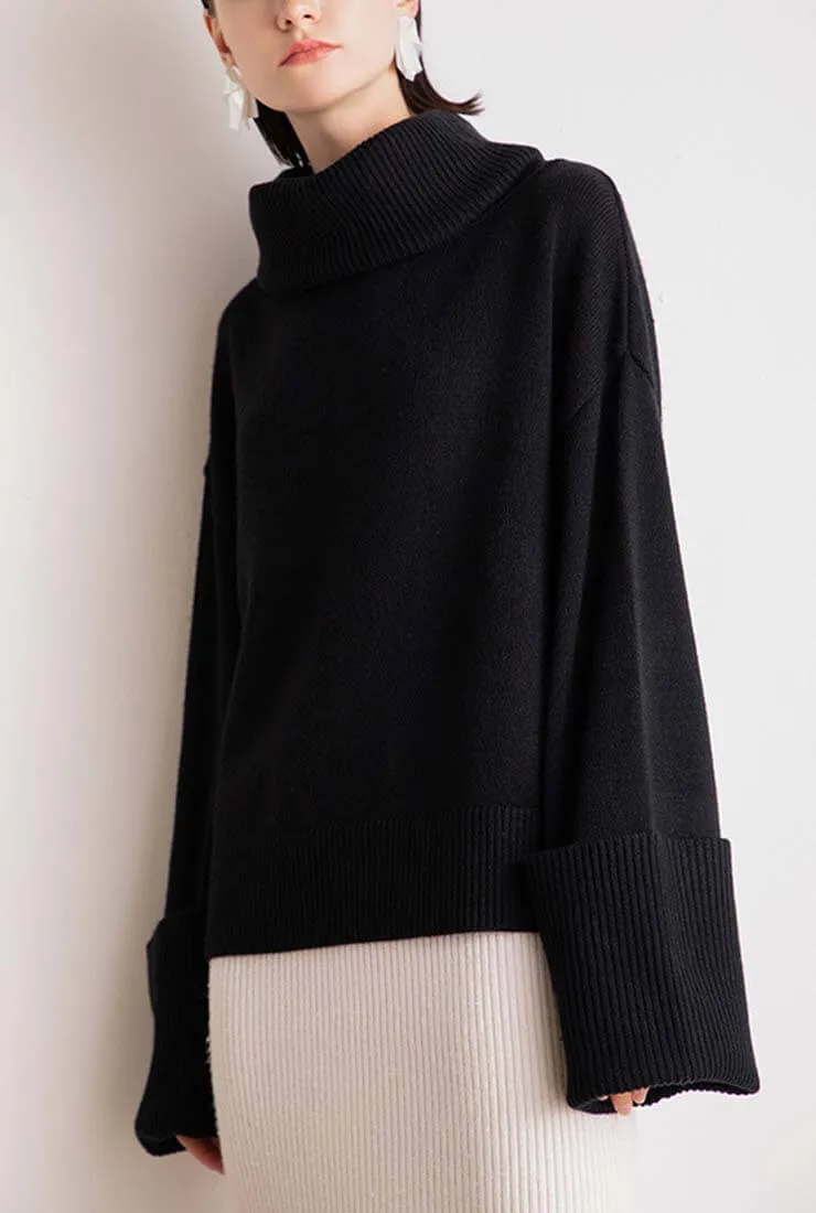 Turtleneck Casual Pullover Wool Blend Sweater