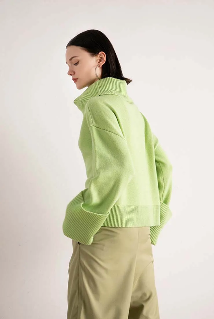 Turtleneck Casual Pullover Wool Blend Sweater