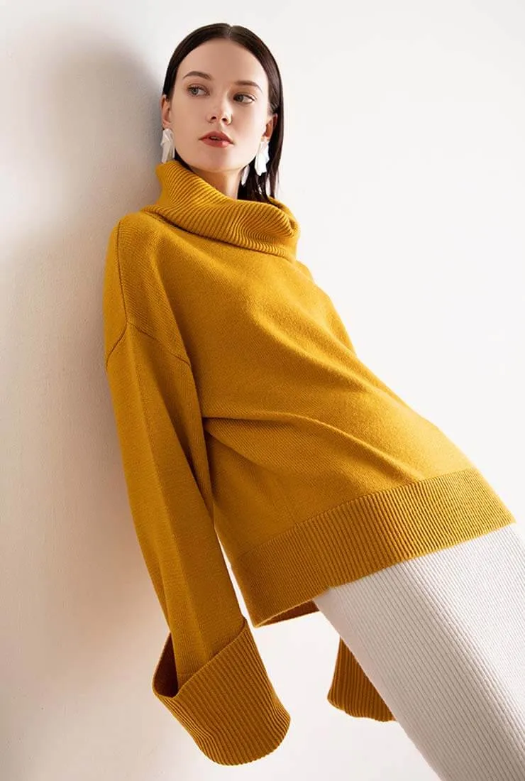 Turtleneck Casual Pullover Wool Blend Sweater