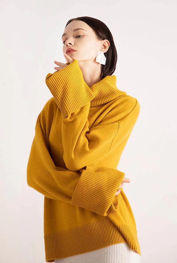 Turtleneck Casual Pullover Wool Blend Sweater