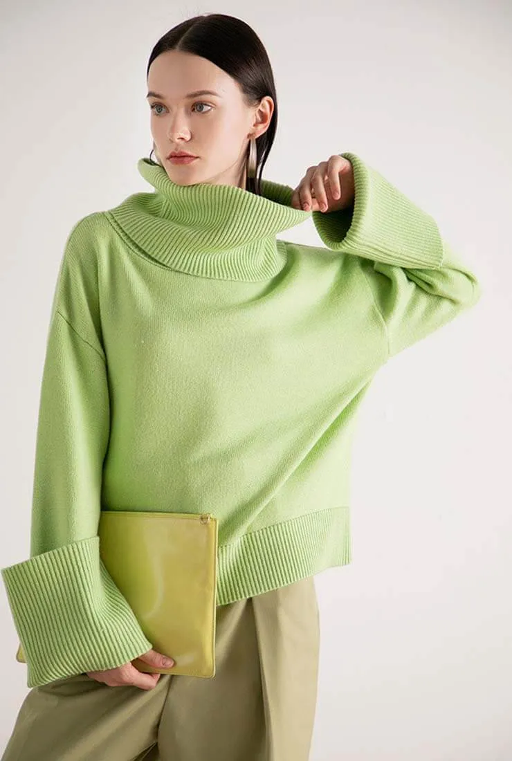 Turtleneck Casual Pullover Wool Blend Sweater