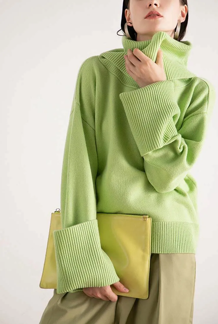 Turtleneck Casual Pullover Wool Blend Sweater