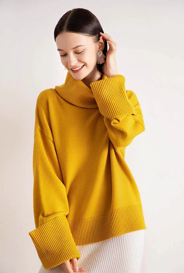 Turtleneck Casual Pullover Wool Blend Sweater