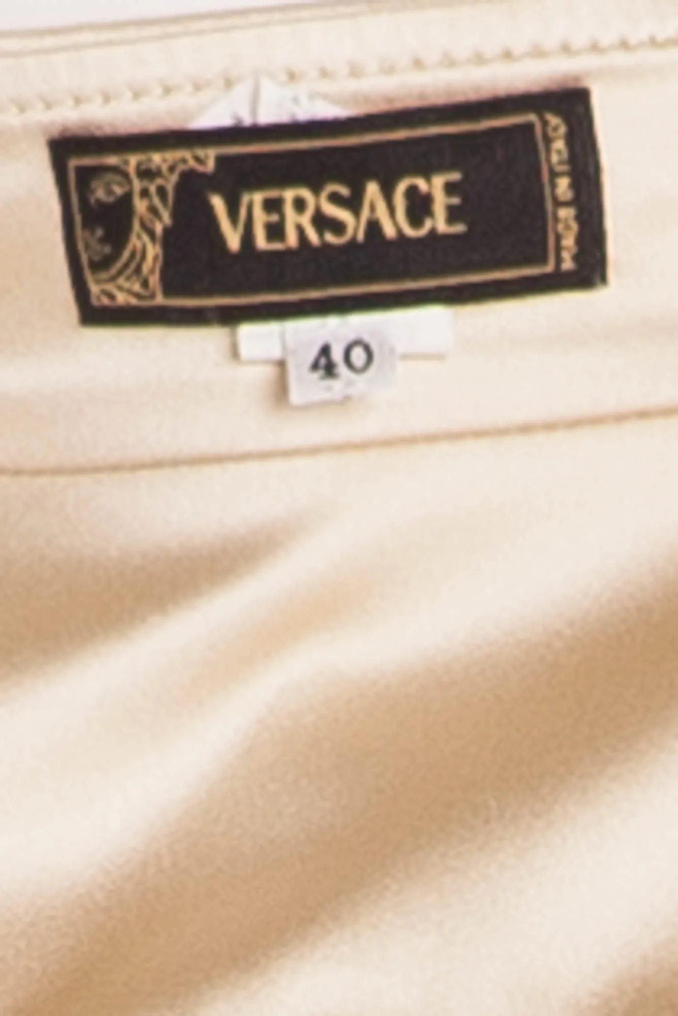 Versace - Editorial, As Seen on Madonna - Gold Button Down 3/4 Sleeve Dress with Open Back - IT 40