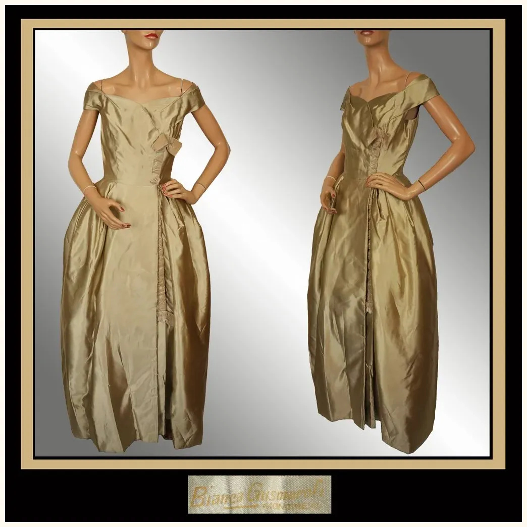 Vintage 1940s Evening Gown by Bianca Gusmaroli Canadian Couturier - Size S