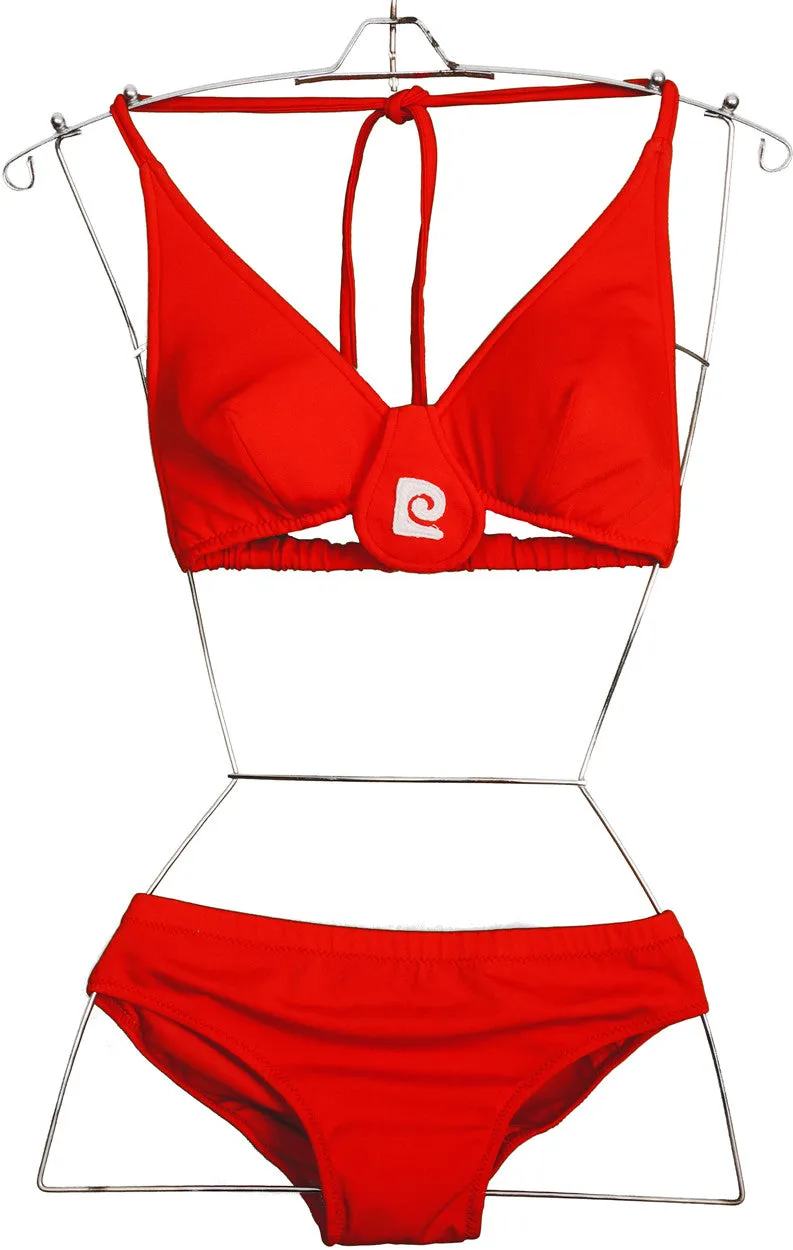 Vintage 1970s Pierre Cardin Logo Bikini Red Two Piece Bathing Suit Size 8