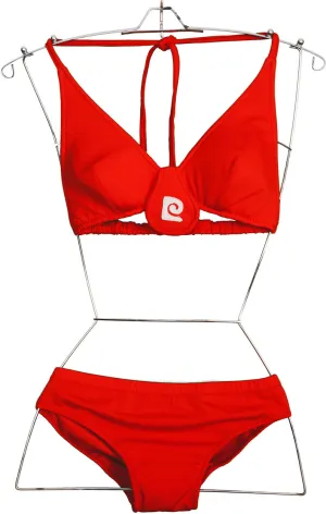 Vintage 1970s Pierre Cardin Logo Bikini Red Two Piece Bathing Suit Size 8