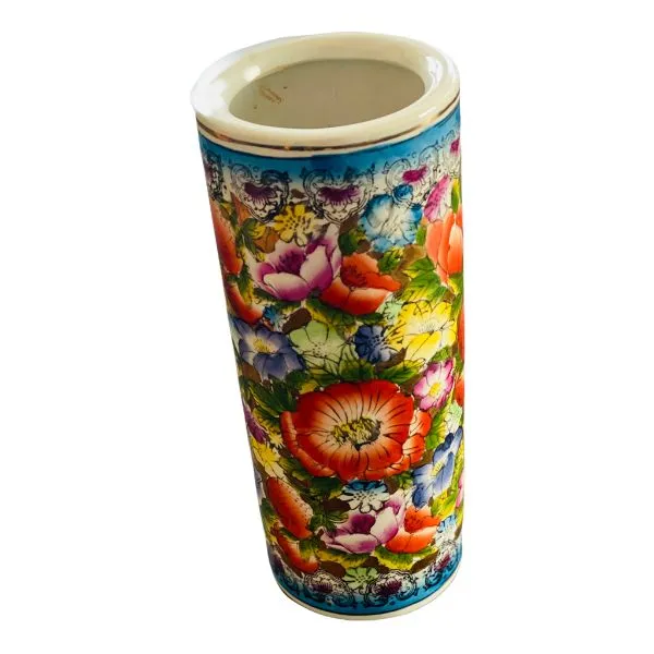 Vintage Floral Asian cylinder vase