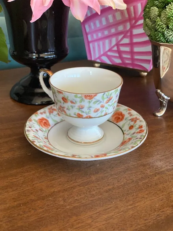Vintage Napcoware Orange Rose Teacup and Saucer