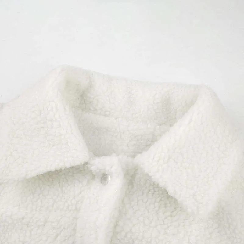 White Cropped Teddy Borg Jacket