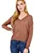 Women's Long Sleeve V-Neck Back Cross Strap Viscose Sweater Top