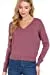 Women's Long Sleeve V-Neck Back Cross Strap Viscose Sweater Top