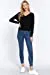 Women's Long Sleeve V-Neck Back Cross Strap Viscose Sweater Top