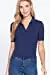 Womens-V Neck Notched Collar Ribbed Knit Top
