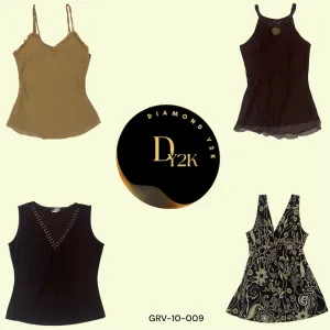 Y2K Brown Crop Tops/ Cami Tops - Vintage Y2K Core Style (GRV-10-009)