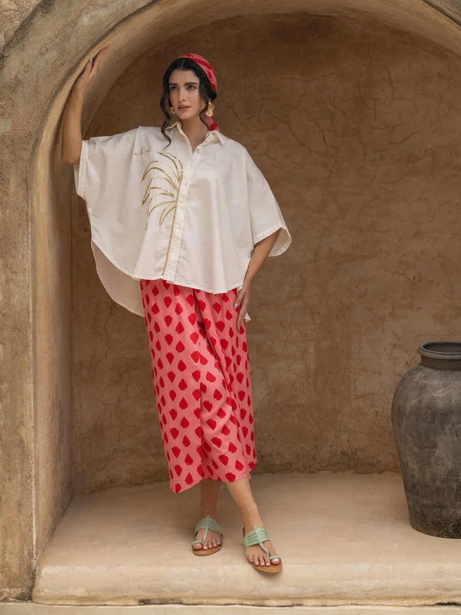 Zoe Sequined Cotton Poncho Shirt
