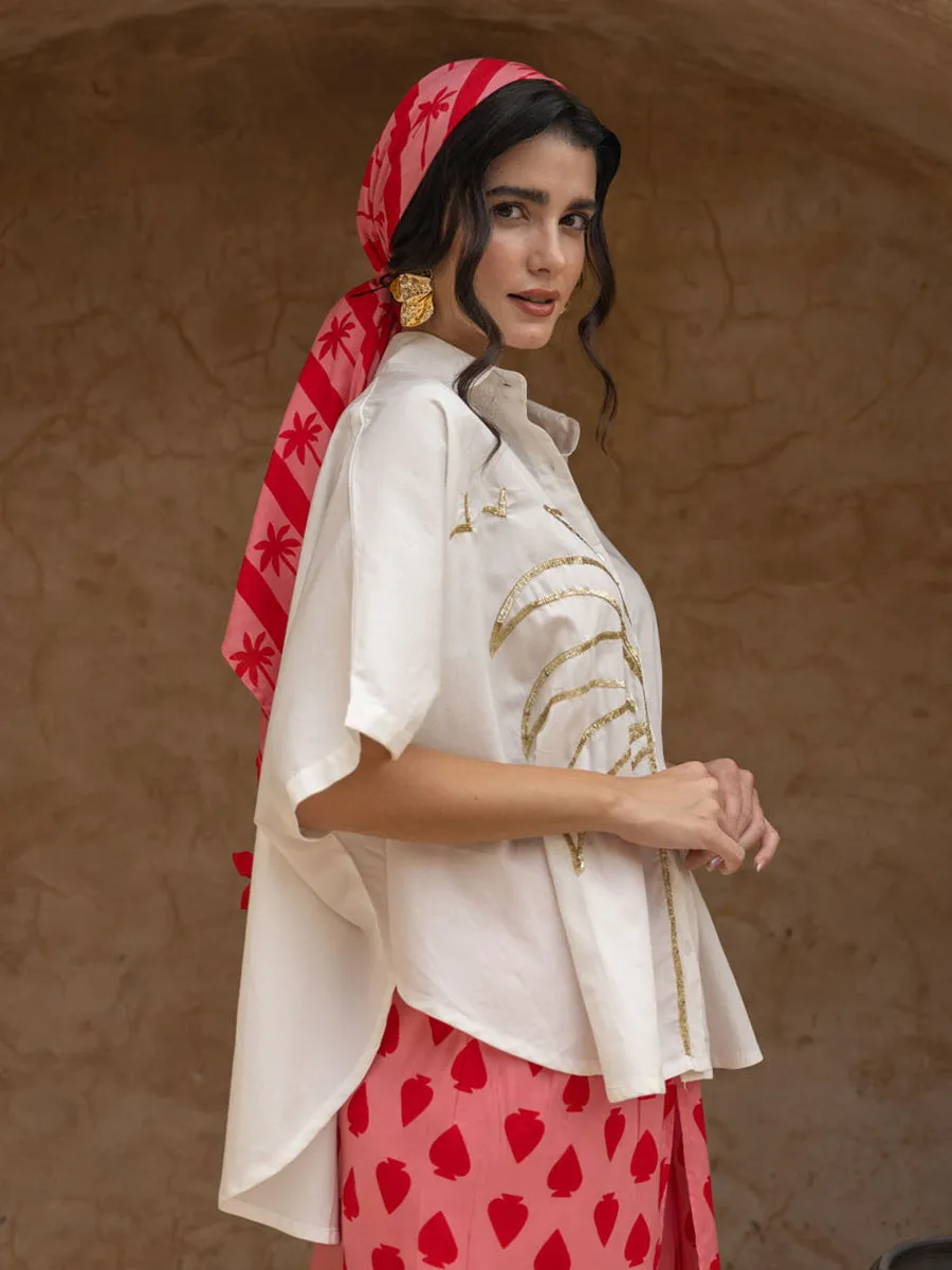 Zoe Sequined Cotton Poncho Shirt